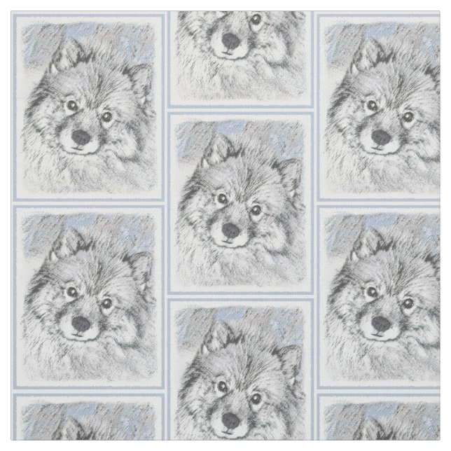 Tela Pintura de Keeshond Beth - Arte de Perro Original. (Retal)