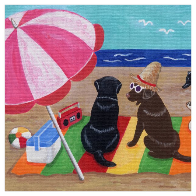 Tela Pintura de Labradors de la brisa del verano (Retal)