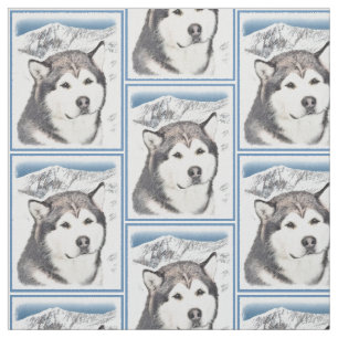 Tela Pintura de Malamute en Alaskan - Arte original del