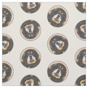 Tela Pintura de mástico tibetano de perro negro y tan M