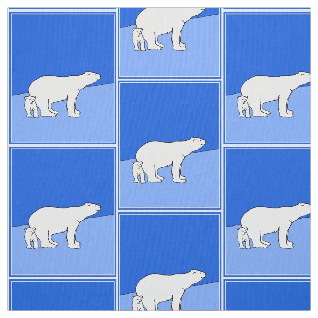 Tela Pintura de oso polar y de cachorro - Arte de vida  (Retal)