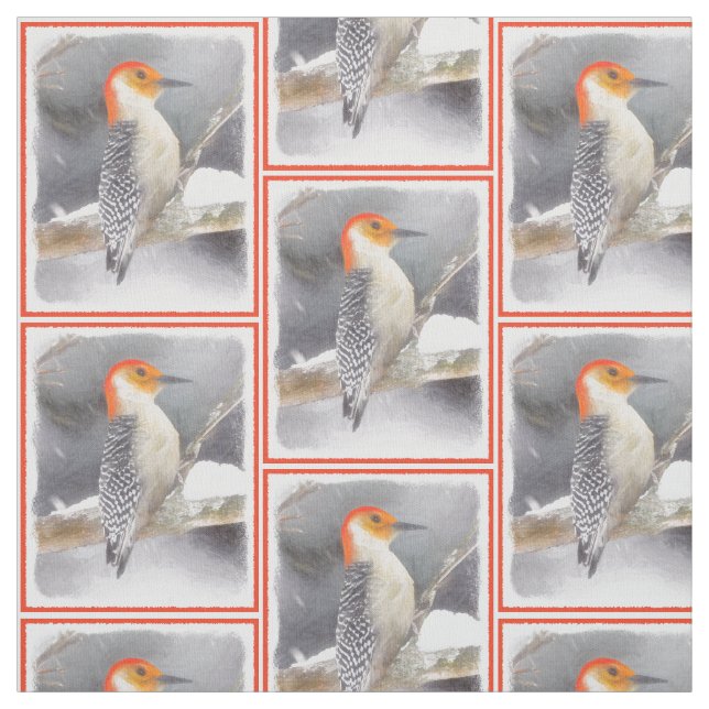 Tela Pintura de pájaro de madera roja (Retal)
