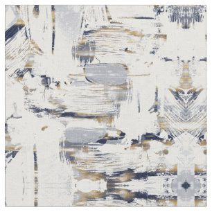 Tela Pintura de pincel blanco azul y dorado