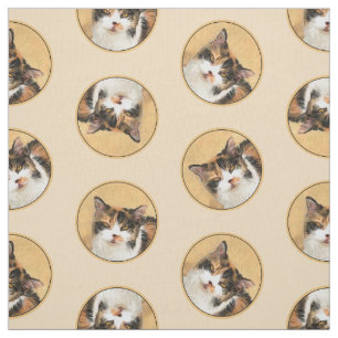 Tela Pintura de retrato de gato calico arte original