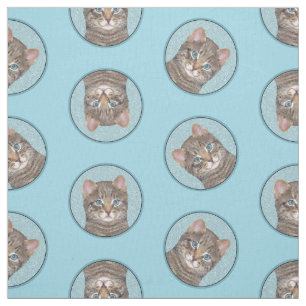 Tela Pintura de retrato de gatos en una tabla gris arte