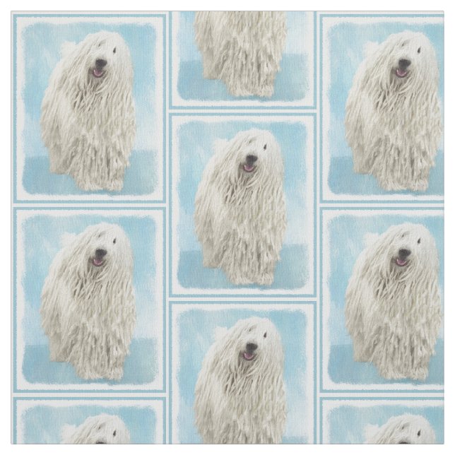Tela Pintura Komondor - Arte Perro Original Cuto (Retal)