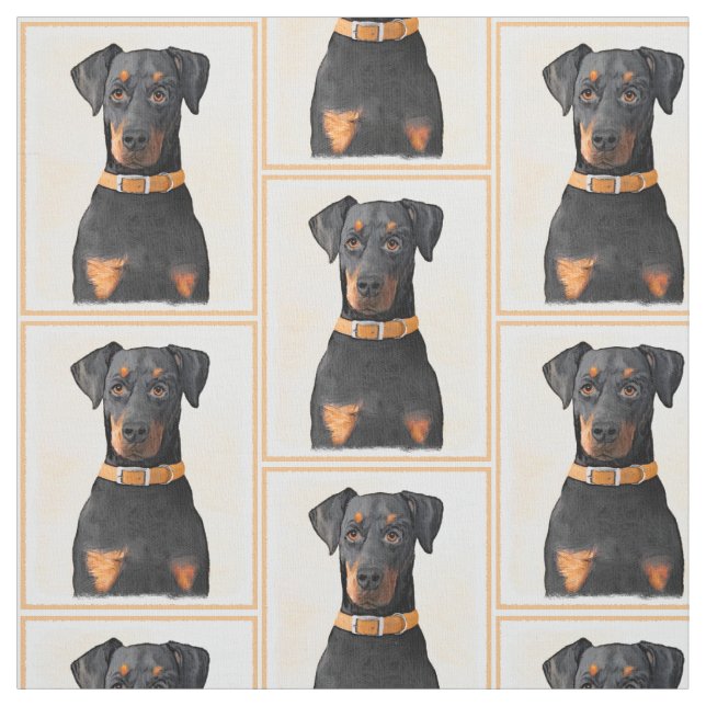 Tela Pintura original de Doberman Pinscher sin cortar (Retal)