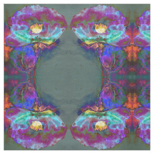 Tela Pintura romántica y elegante de flores verde azula