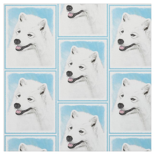 Tela Pintura Samoyed - Arte Perro Original Cuto (Retal)