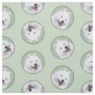 Tela Pintura Samoyed Blanco Cute Original Mascota Perro