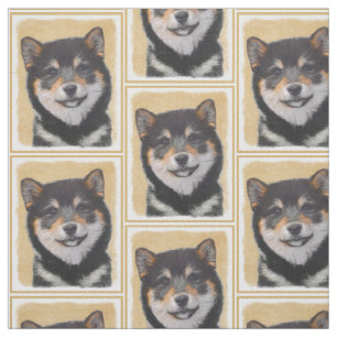 Tela Pintura Shiba Inu (Negro y Tan) - Arte de perro