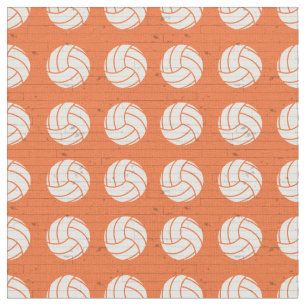 Tela Piso de madera de voleibol Naranja con estampado