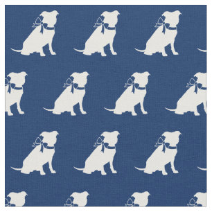 Tela Pitbull Dog Silhouette Mascota Pit Bull Naval Azul