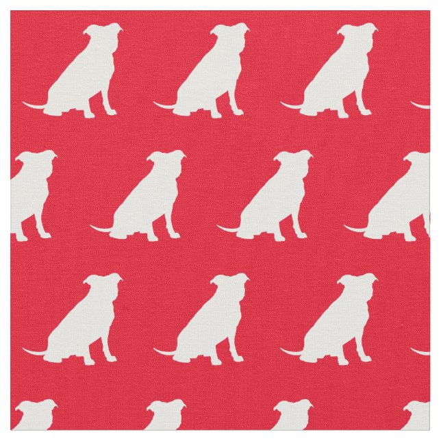 Tela Pitbull Dog Silhouette Mascota Pit Bull Red (De cerca)