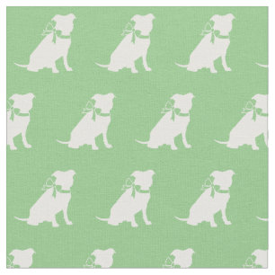 Tela Pitbull Dog Silhouette Mascota Pit Bull Sage Green