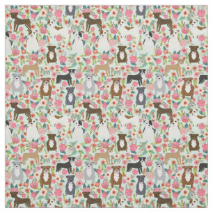 Tela Pitbull Florals Fabric - diseño floral de perro