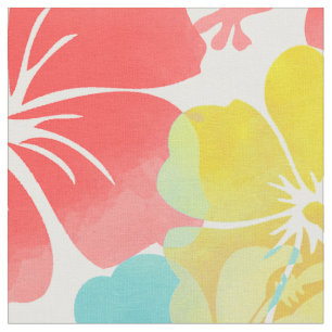 Tela PixDezines hibiscus/naranja/amarillo/azul