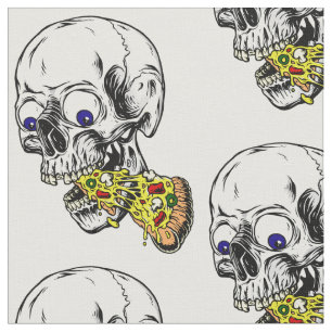 Tela pizza de esqueleto comiendo