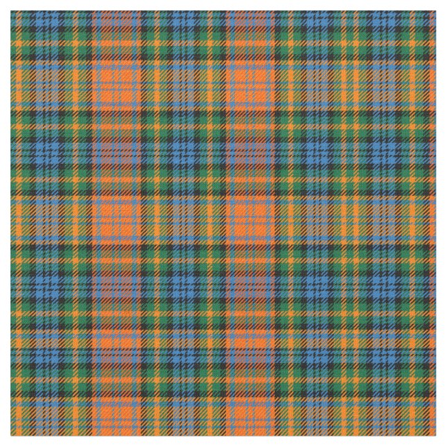 Tela Plaid Clan Murray Tartan Naranja Blue Green Check (De cerca)