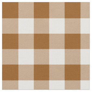 Tela Plaid de cuadros de Siena quemada y blanco