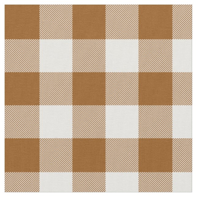 Tela Plaid de cuadros de Siena quemada y blanco (De cerca)