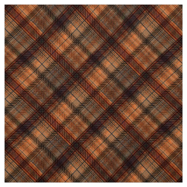 Tela Plaid Scottish tartan naranja marrón clásico negro (Retal)
