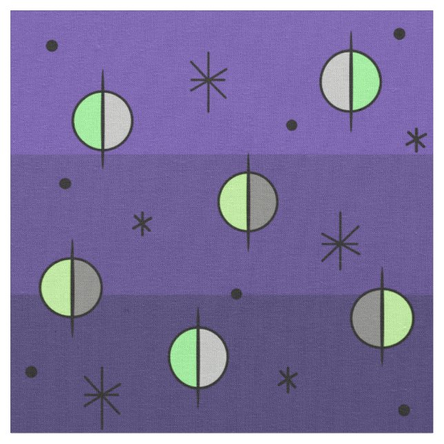 Tela Planes de edad del espacio retro Estrellas índigo (De cerca)