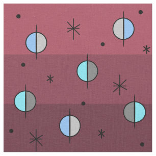 Tela Planes de edad del espacio retro Estrellas maroon
