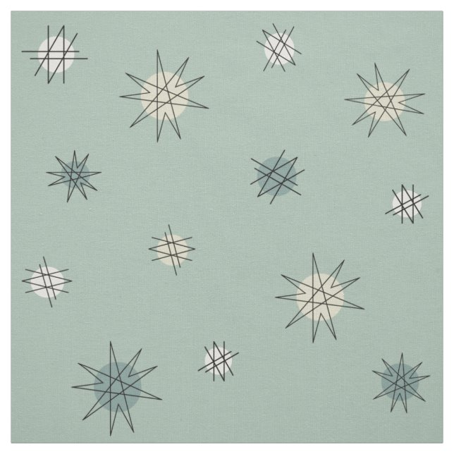 Tela Planetas Starburst de la Edad Atómica Sage Green (Retal)