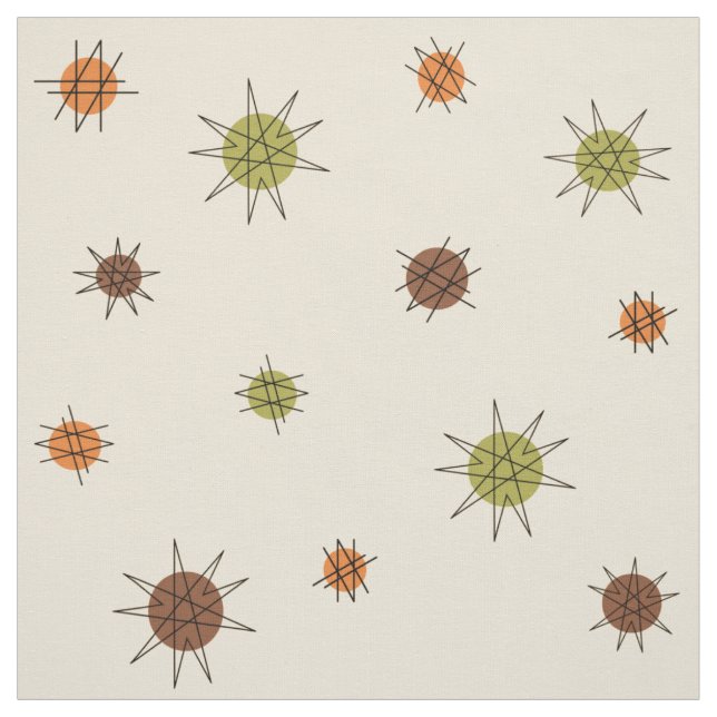 Tela Planetas Starburst de la Edad Atómica Tan Brown (Retal)