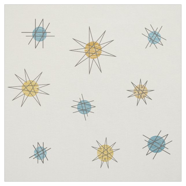 Tela Planetas Starburst de la era atómica Sputnik (Retal)