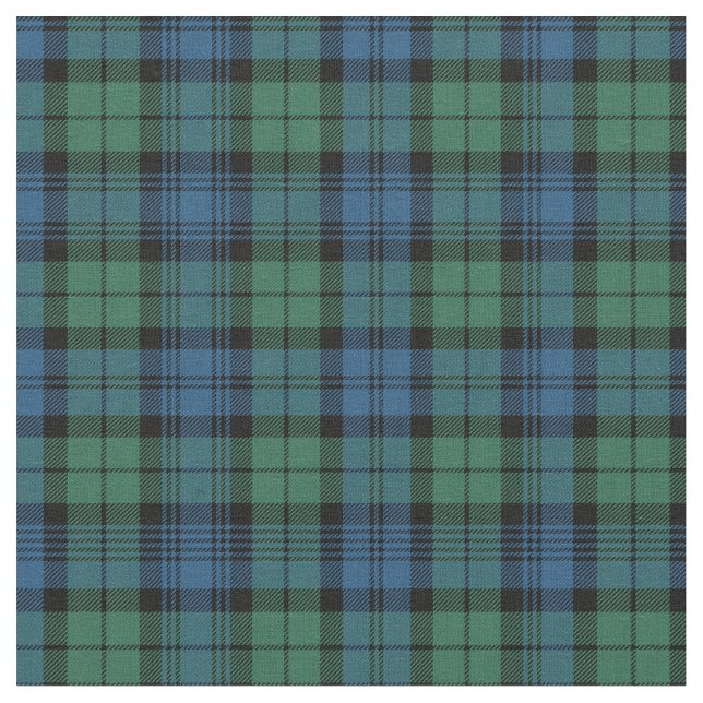 Tela Plant Clan Campbell Tartan Green Black Blue Check (De cerca)