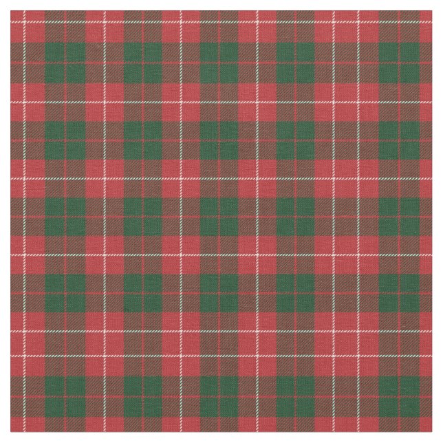 Tela Plant Clan Mackinnon Tartan Green Red Check (De cerca)