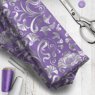 Tela Plata de brillo floral de Damask Cualquier ID de f