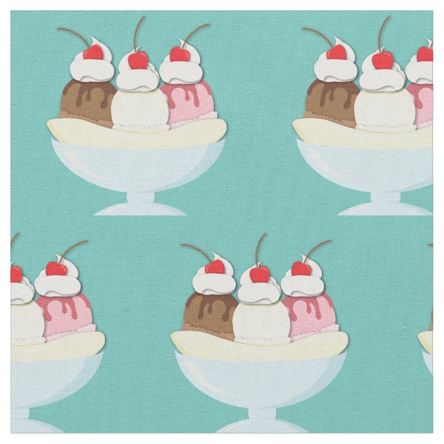 Tela Plátano Dividido con Helado (De cerca)
