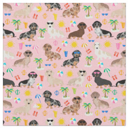 Tela Playa rosa de perros Dachshund