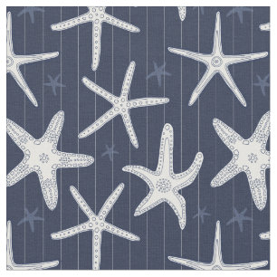 Tela Playa Starfish White and Navy Blue Stripes Beach