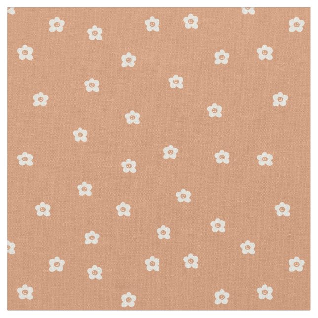 Tela Playful Halloween flower pattern with retro smilin (De cerca)