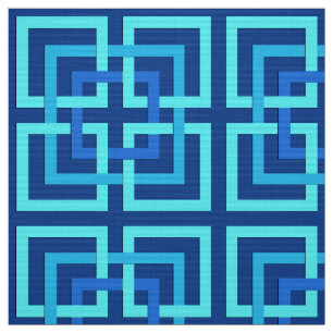 Tela Plazas geométricas modernas, cobalto y azul cielo