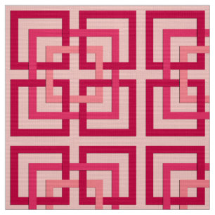 Tela Plazas geométricas modernas, rosa coral y rojo cor