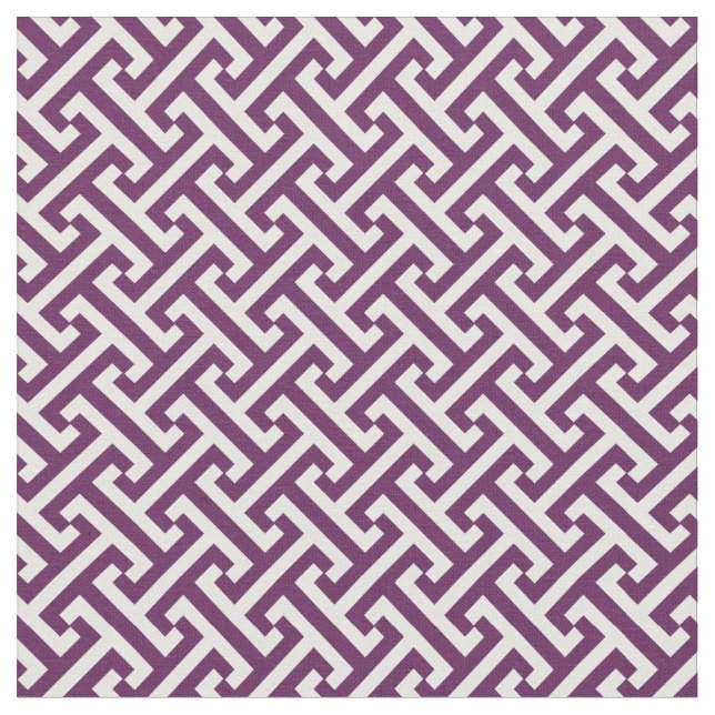Tela Plum Purple Greek Key Pattern (De cerca)