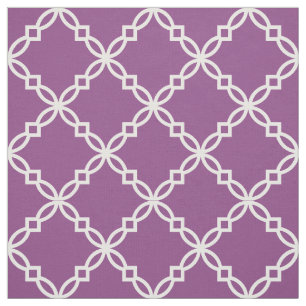 Tela Pluma púrpura y blanca Quatrefoil marroquí