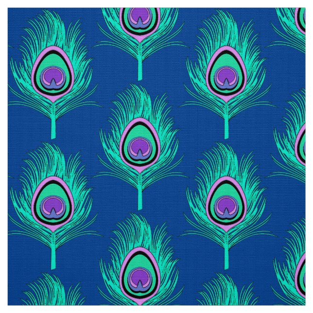 Tela Plumas del pavo real, aguamarina en azul de (Retal)