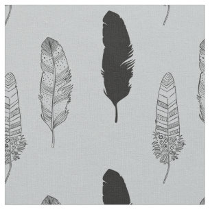 Tela Plumas grises y negras
