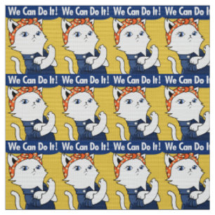 Tela ¡Podemos Hacerlo! El gato blanco Rosie the Riveter