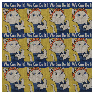 Tela ¡Podemos Hacerlo! El gato blanco Rosie the Riveter