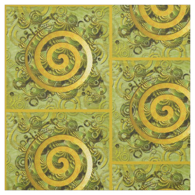 Tela Poder de curación Verde dorado espiral + tus ideas (Retal)