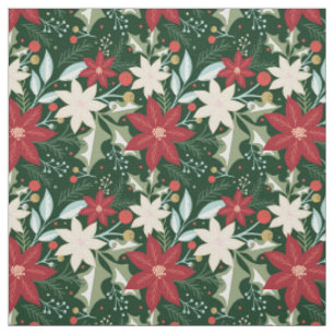 Tela Poinsettia Floral Navidad Fiesta