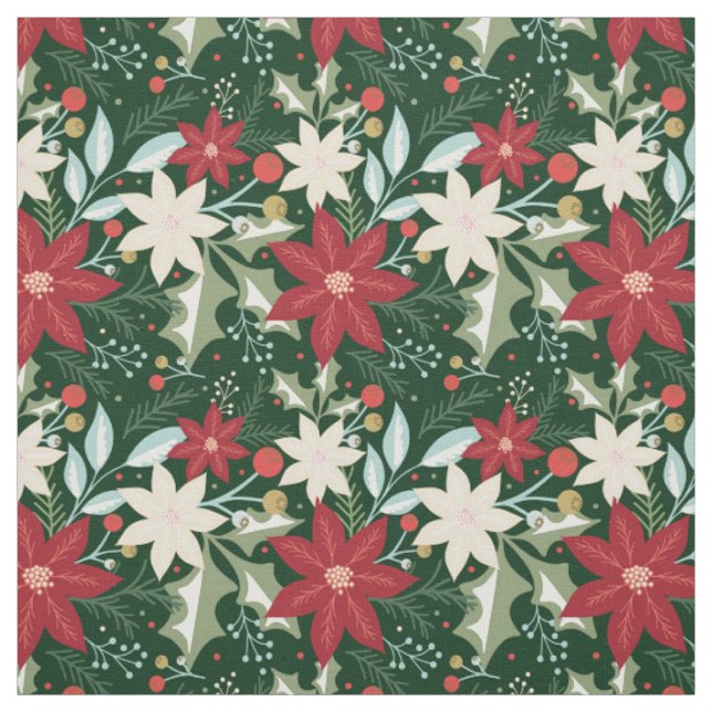 Tela Poinsettia Floral Navidad Fiesta (Retal)