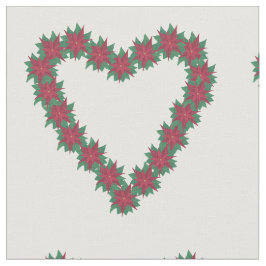 Tela Poinsettia Hearts Red Green Navidades Blancos Fabr
